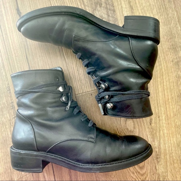 GUC preloved Italian made all leather combat booties - Picture 1 of 5